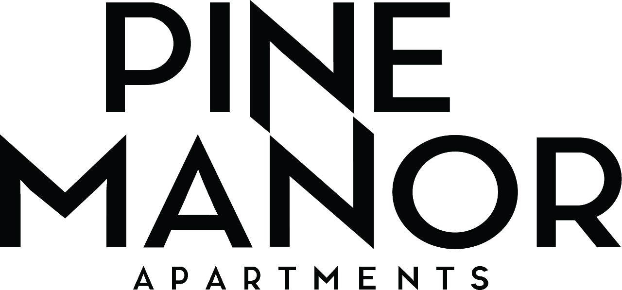 The image is a logo for Pine Manor Apartments.